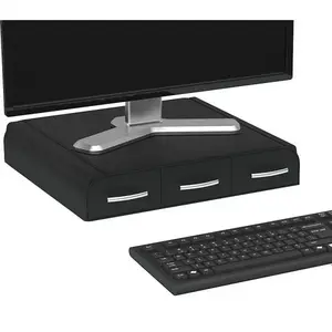 Mind Reader Products MONSTA3D-BLK Monitor Stand And Desk Organizer With Drawers, 13-1/2"W X 2-3/4"H
