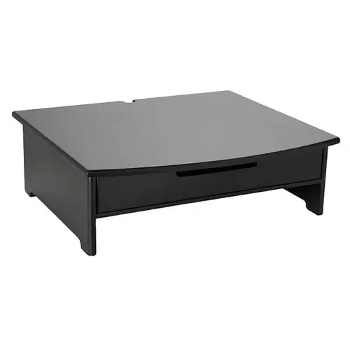 Black Wood Workspace Monitor Stand With Drawer