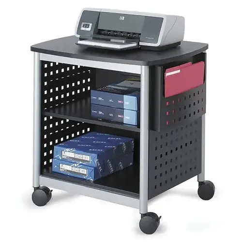 Scoot Black/Silver Deskside Printer Stand Scoot Black/Silver Deskside Printer Stand