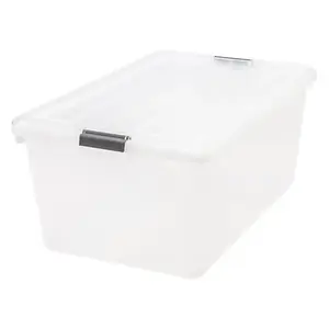 IRIS 100060 68 Qt Clear Buckle-Down Plastic Storage Box