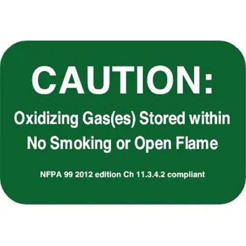 Sign Caution Oxidizing Gases Within No Smoking Or Open Flame 6x9" Sign Caution Oxidizing Gases Within No Smoking Or Open Flame 6x9"