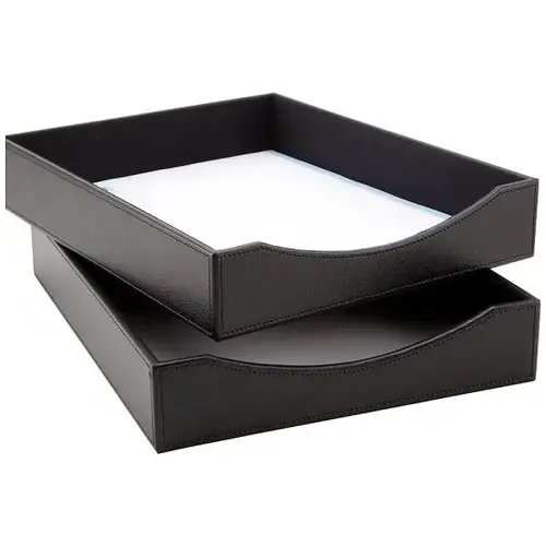 Faux Leather Black Paper Tray