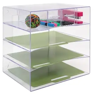 Innovative Storage Designs 65249 6-Compartment Clear Desktop Organizer