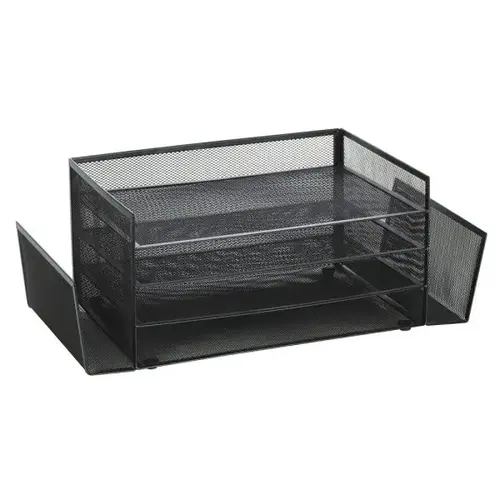 Black Mesh 4-Shelf 2-Sided Desk Sorter