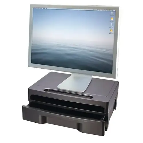 Black Monitor Stand With Drawer