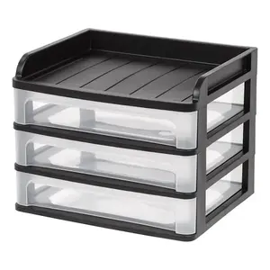 IRIS 150175 3-Drawer Black Medium Desktop Storage