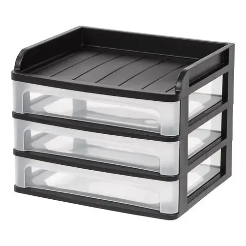 3-Drawer Black Medium Desktop Storage 3-Drawer Black Medium Desktop Storage