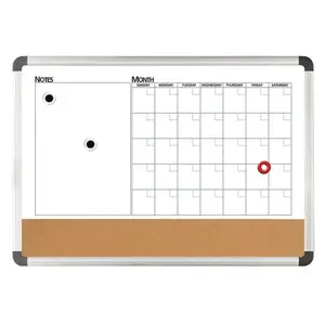 Foray KK0339 3-In-1 Monthly Planner/Cork/Magnetic Dry-Erase Board 24 X 36inch