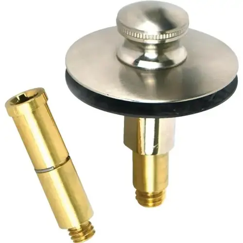 Bathtub Drain Stopper Push-Pull 3/8 Or 5/16 Threaded Pin Bn Finish Nickel Bathtub Drain Stopper Push-Pull 3/8 Or 5/16 Threaded Pin Bn Finish Nickel