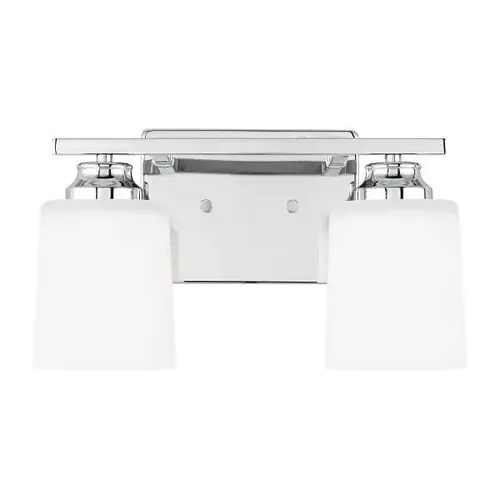 Vinton 2-Light Chrome Vanity Light With Etched White Shades Vinton 2-Light Chrome Vanity Light With Etched White Shades