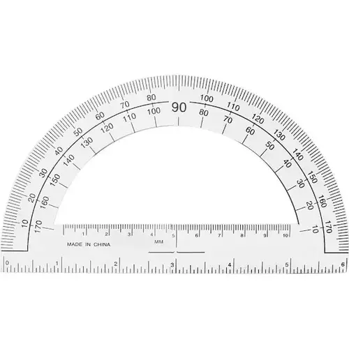 Professional Open-Center Protractor 6" Ruller Edge Plastic Clear Professional Open-Center Protractor 6" Ruller Edge Plastic Clear