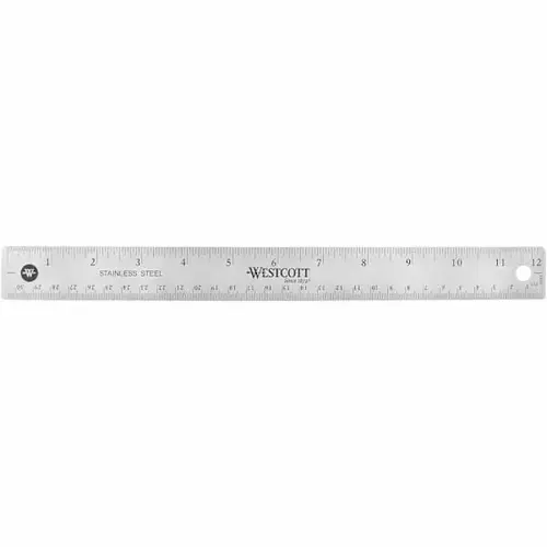12" Stainless Steel Ruler With Nonslip Base 1/16 And 1/32 Graduations 12" Stainless Steel Ruler With Nonslip Base 1/16 And 1/32 Graduations