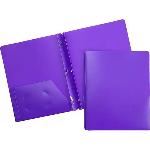Letter Portfolio With Fasteners 8.5" X 11" 2 Pockets Purple
