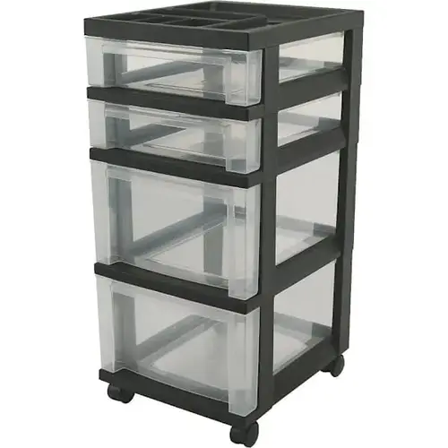 14.25" X 12.05" X 26.44" Mini Black 4 Drawer Storage Cart 14.25" X 12.05" X 26.44" Mini Black 4 Drawer Storage Cart
