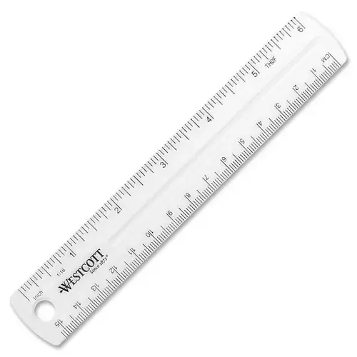 6" Acrylic Ruler With Hanging Hole 1/16 Graduations Clear 6" Acrylic Ruler With Hanging Hole 1/16 Graduations Clear