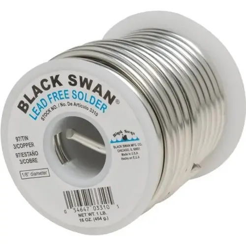 Silver Lead-Free Solder, 1 Lb, 97% Tin, 3% Copper, .117" Gauge Silver Lead-Free Solder, 1 Lb, 97% Tin, 3% Copper, .117" Gauge
