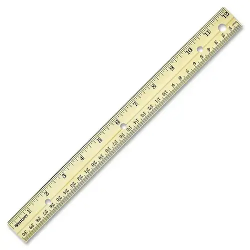 3-Hole Punched 12" Wood Ruler With Metal Edge 1/16 Graduations 3-Hole Punched 12" Wood Ruler With Metal Edge 1/16 Graduations