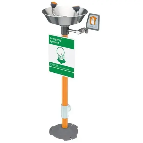 Pedestal Mounted Eye Wash With 11-1/2 Stainless Steel Bowl