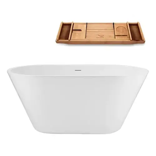 54x30" Soaking Freestanding Tub/Tray W/Internal Drain Polished Chrome