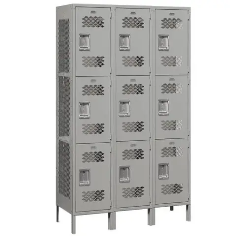 Gray-Triple Tier Vented Metal Locker 6 Feet X 18 Inches Gray-Triple Tier Vented Metal Locker 6 Feet X 18 Inches