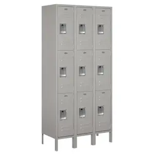 Salsbury Industries 63365GY-U Gray-Triple Tier Standard Metal Locker 6 Feetx15 Inches