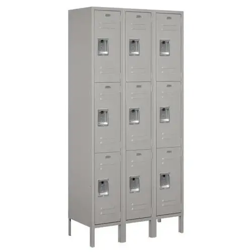 Gray-Triple Tier Standard Metal Locker 6 Feetx15 Inches