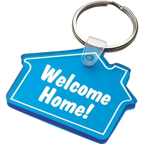 Soft Flexible Key Tag, Translucent Blue, House Shape Soft Flexible Key Tag, Translucent Blue, House Shape