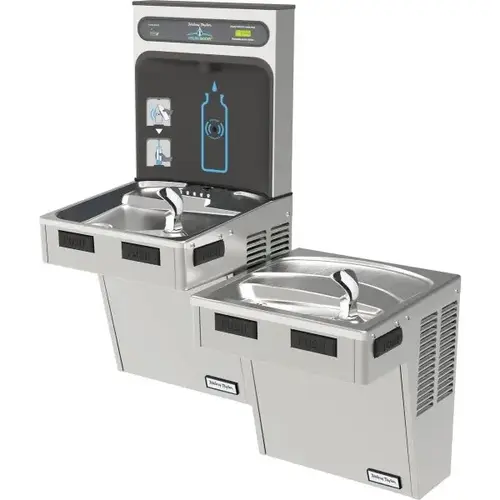 Bottle Filling Station And Bi-Level Cooler, Filtered, 8 Gph, Ss