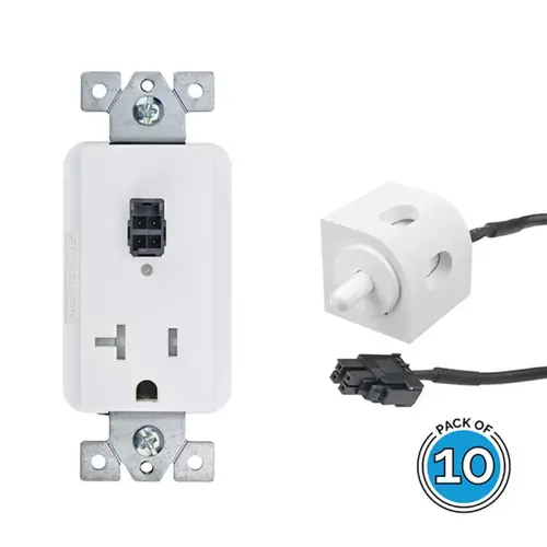 Safety Interlock Outlet 20 Amp w/Corner Mount Limit Switch-Off Version, White