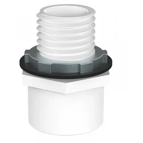 PVC Drain Pan Fitting for 1" NPT Pipe White 