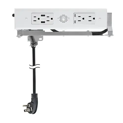 Blade Duo In-Drawer Outlet, 15 Amp, (2) 65W USB-C PD, (2) USB-A & (4) AC ports, White