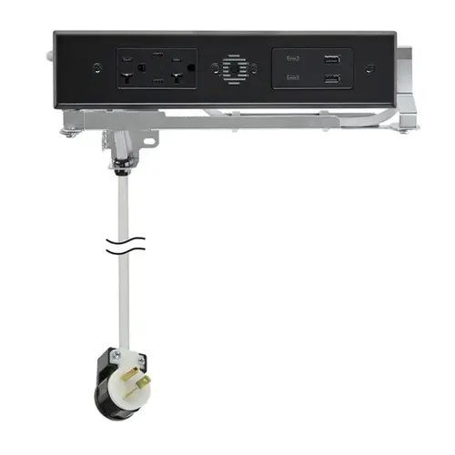 Blade Duo In-Drawer Outlet, 20 Amp, (4) 30W USB-C, (2) USB-A, & (2) AC, Black