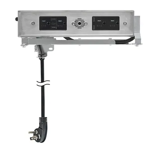 Blade Duo In-Drawer Outlet, 15 Amp, (2) 65W USB-C PD, (2) USB-A & (4) AC ports, Stainless Steel