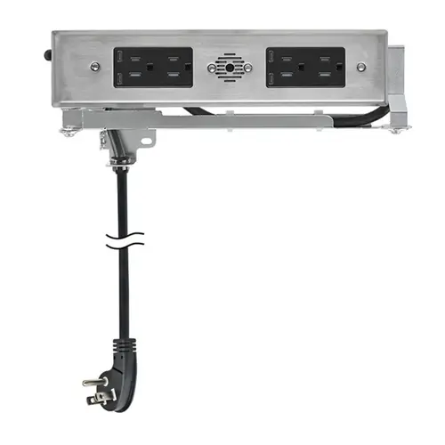 Blade Duo In-Drawer Outlet, 15 Amp, (4) 65W USB-C & (4) AC, Stainless Steel