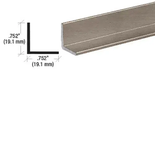 Brushed Nickel 3/4" Aluminum Angle Extrusion 144" Stock Length