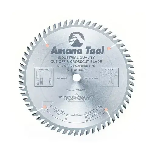 Amana A.G.E. 10" Diameter with 5/8" Arbor 60 Tooth ATB Cut-Off / Crosscut Saw Blade Amana A.G.E. 10" Diameter with 5/8" Arbor 60 Tooth ATB Cut-Off / Crosscut Saw Blade