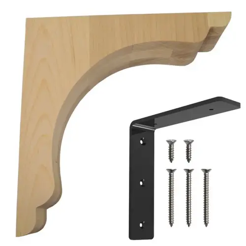 10" x 10" Corbel Scalloped Overhang Bar Bracket, Unfinished 10" x 10" Corbel Scalloped Overhang Bar Bracket, Unfinished