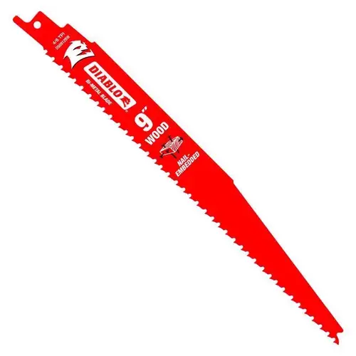 9" Bi-Metal Nail Embedded Wood Reciprocating Saw Blade 4/6 TPI Red 9" Bi-Metal Nail Embedded Wood Reciprocating Saw Blade 4/6 TPI Red