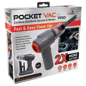 Pocket Vac PVACPRO-MC4 Hand Vacuum Pro Bagged Cordless HEPA Filter Gray