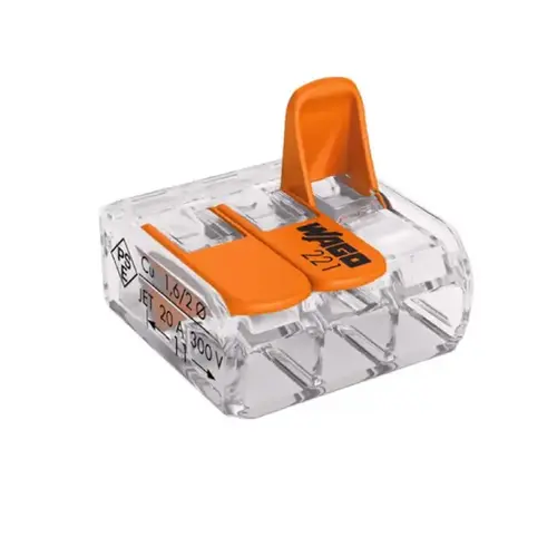 3-Wire 3-Port Lever Connector (10-Pack) Orange 3-Wire 3-Port Lever Connector (10-Pack) Orange