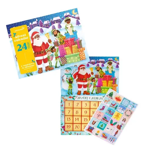 Advent Sticker Calendar Black/Brown Santa Advent Sticker Calendar Black/Brown Santa