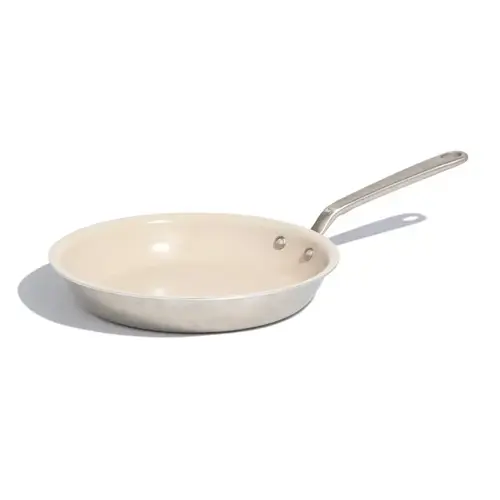 Fry Pan Ceramic/Stainless Steel 10" Silver/White Silver/White Fry Pan Ceramic/Stainless Steel 10" Silver/White Silver/White