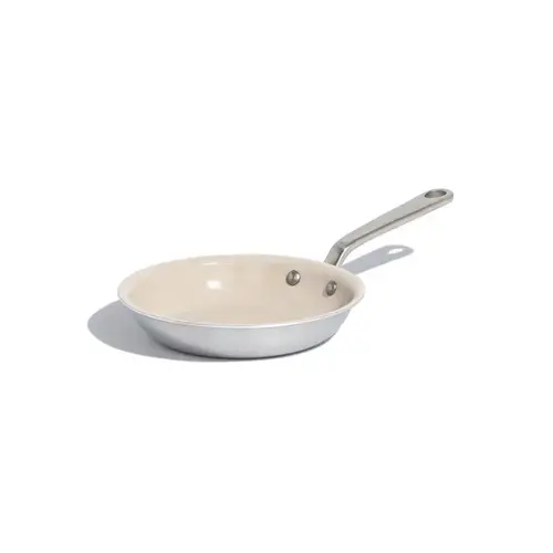 Fry Pan Ceramic/Stainless Steel 8" Silver/White Silver/White Fry Pan Ceramic/Stainless Steel 8" Silver/White Silver/White