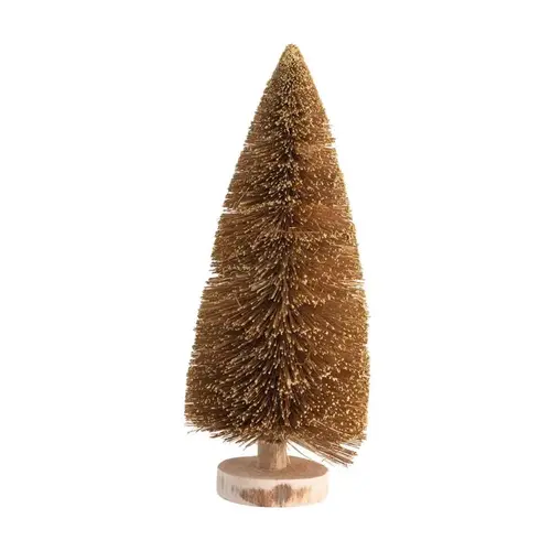 Table Decor Vintage Christmas Gold Bottle Brush Tree 12" Gold Table Decor Vintage Christmas Gold Bottle Brush Tree 12" Gold