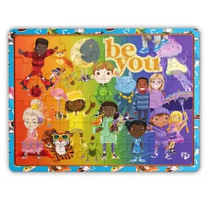 Upbounders RNKICK-WTPZL48 Wooden Puzzle with Storage Tray Rainbow Kicks 48 pc