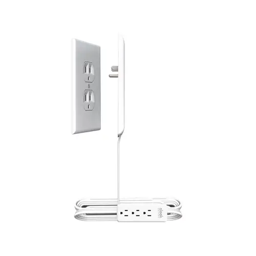 Combo Extension Cord 8 ft. L 3 outlets White White Combo Extension Cord 8 ft. L 3 outlets White White