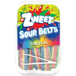 Zweet 108-240 Licorice Candy Sour Rainbow Belts 10 oz