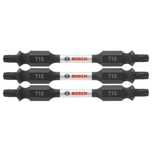 Bosch Impact Tough Double-Ended Power Bit, #15 Drive, Torx Drive, 1/4 in Shank, Hex Shank, 2-1/2 in L - pack of 3 Bosch Impact Tough Double-Ended Power Bit, #15 Drive, Torx Drive, 1/4 in Shank, Hex Shank, 2-1/2 in L - pack of 3
