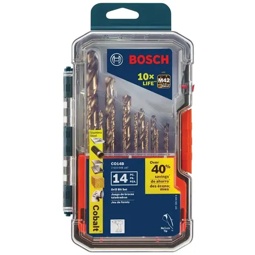 Bosch Twist Drill Bit Set, 14-Piece, Cobalt Bosch Twist Drill Bit Set, 14-Piece, Cobalt