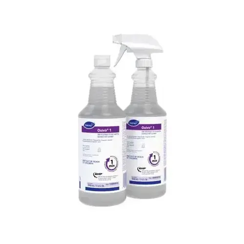 Oxivir 1 One-Step Disinfectant 32 FLOZ Multi Surface Liquid RTU Accelerated Hydrogen Peroxide (AHP) Colorless - pack of 12 Oxivir 1 One-Step Disinfectant 32 FLOZ Multi Surface Liquid RTU Accelerated Hydrogen Peroxide (AHP) Colorless - pack of 12